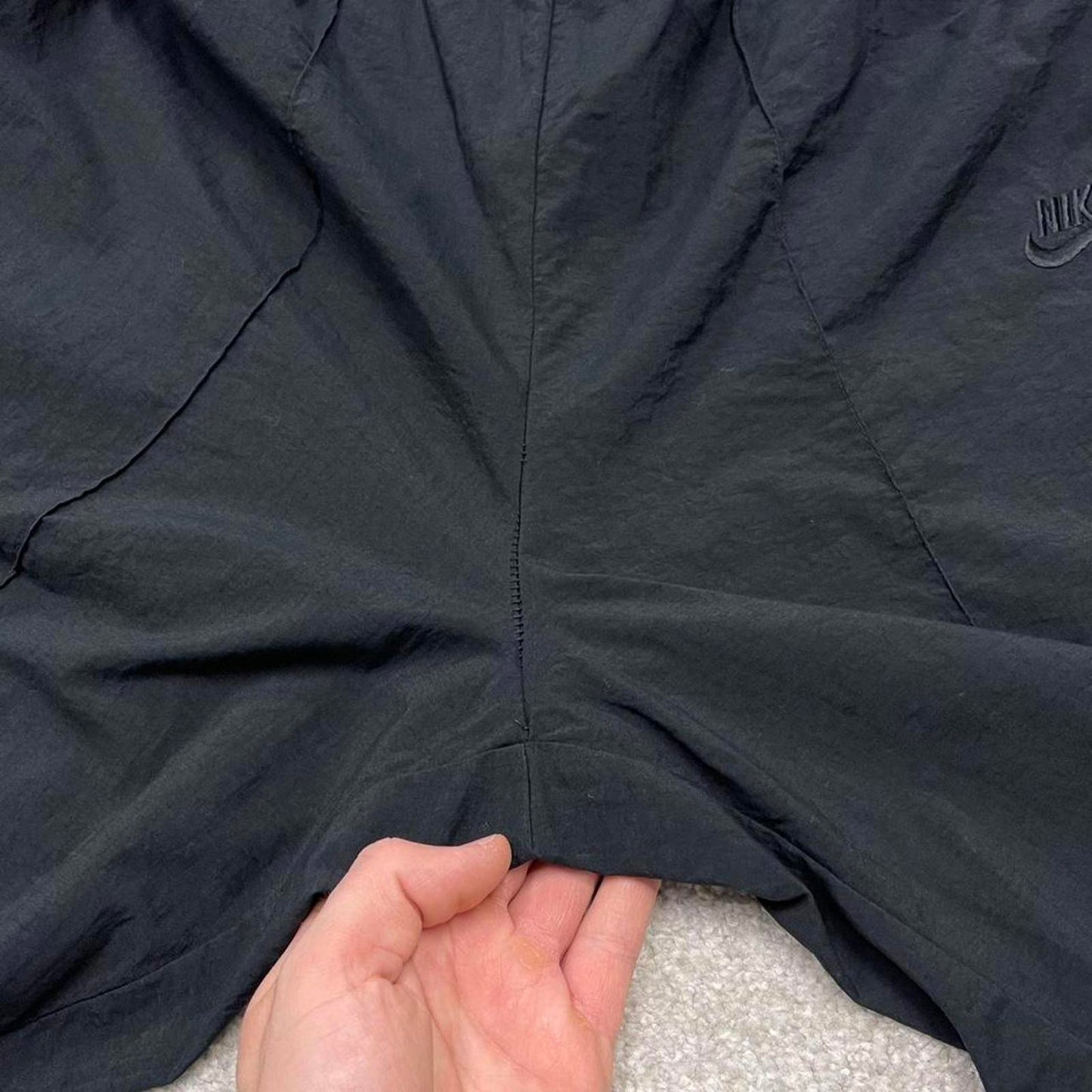 Vintage y2k Nike tracksuit bottoms black Lightweight floaty embroidered running track pants