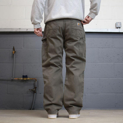Y2k Carhartt carpenter work pants Khaki green Loose cotton skater style cargo work trousers
