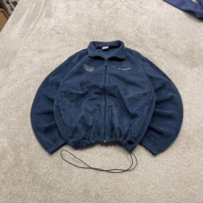 00s Columbia technical fleece XL men's navy full zip up y2k style autumn adjustable waist