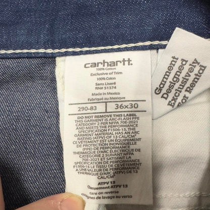 Mens Carhartt FR carpenter jeans W36L32 blue denim loose 90s style cargos