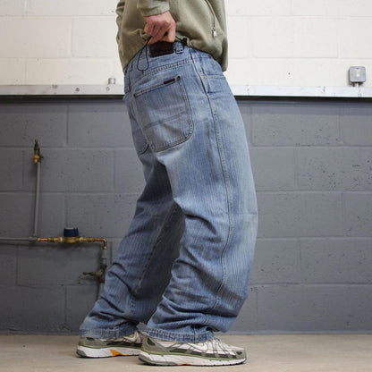 Y2K baggy jeans wide leg pants blue Loose skater style baggy fit MODA Jeans