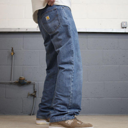 00s Carhartt jeans casual workwear W35L32 skater style loose blue denim 5 pocket pants streetwear