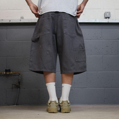 Baggy denim carpenter shorts cargo grey No Boundaries skater style surf jorts