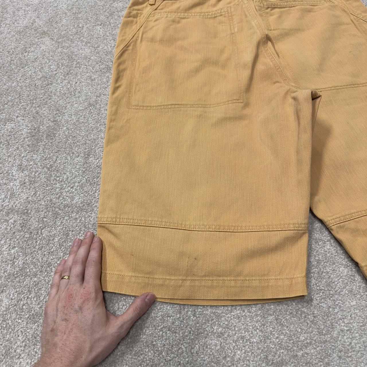 Vintage Girbaud baggy Y2K shorts loose yellow Skater / surf style long leg shorts