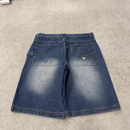 Brooklyn Xpress baggy denim shorts y2k carpenter blue Long wide leg summer skater jorts