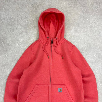 Y2k Carhartt full zip hoodie XS women's Coral zip up hooded jumper workwear style autumn fall