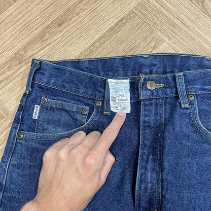 Vintage Carhartt jeans straight fit Y2K traditional fit thick blue denim work pants