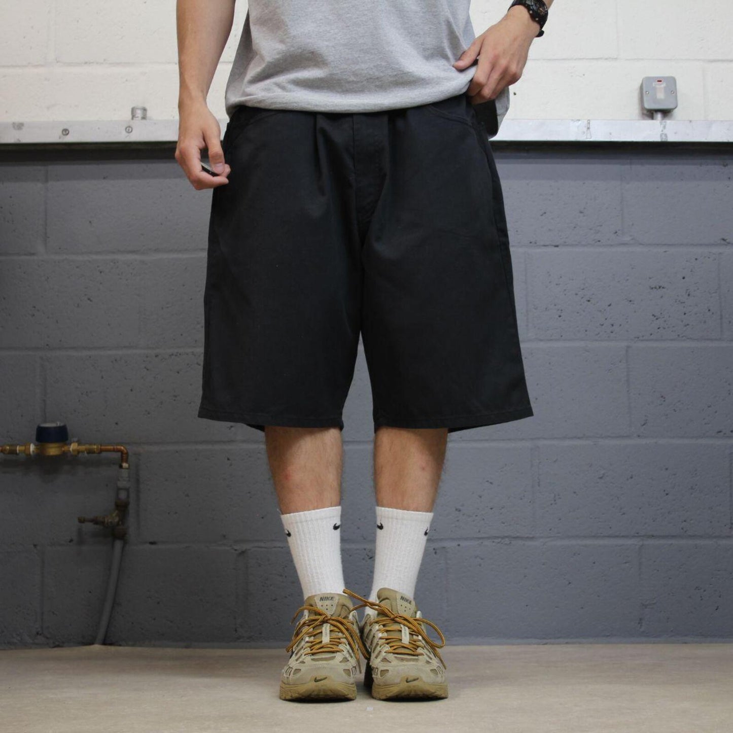 Dickies long baggy shorts chino black Skater / surf style shorts long loose fit festival