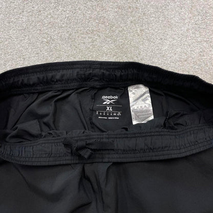 Black Reebok trackies XL loose y2k style joggers adjustable print logo track pants