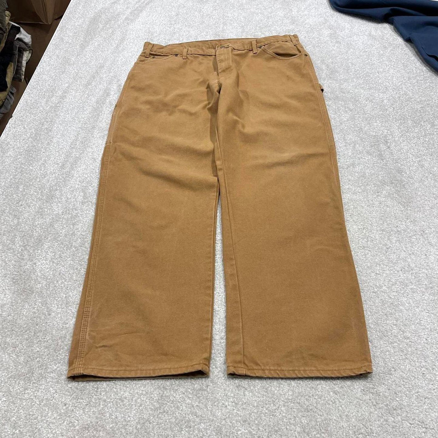 90s baggy Dickies carpenter jeans W40L32 00s skate style tan brown canvas worker cargos