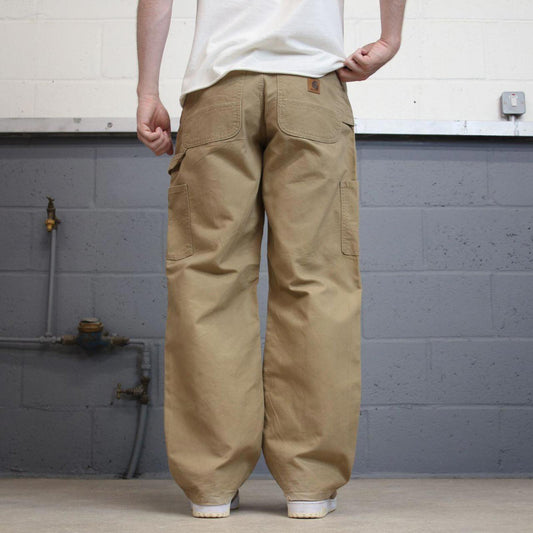 Vintage baggy Carhartt carpenter pants W32L30 tan 90s style loose leg skater cargos