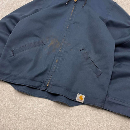 90s Carhartt hooded active jacket Medium navy bomber style American workwear coat