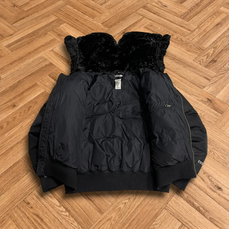 North face 550 puffer jacket women’s black fur hood winter TNF down coat