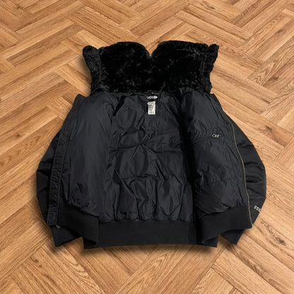 North face 550 puffer jacket women’s black fur hood winter TNF down coat