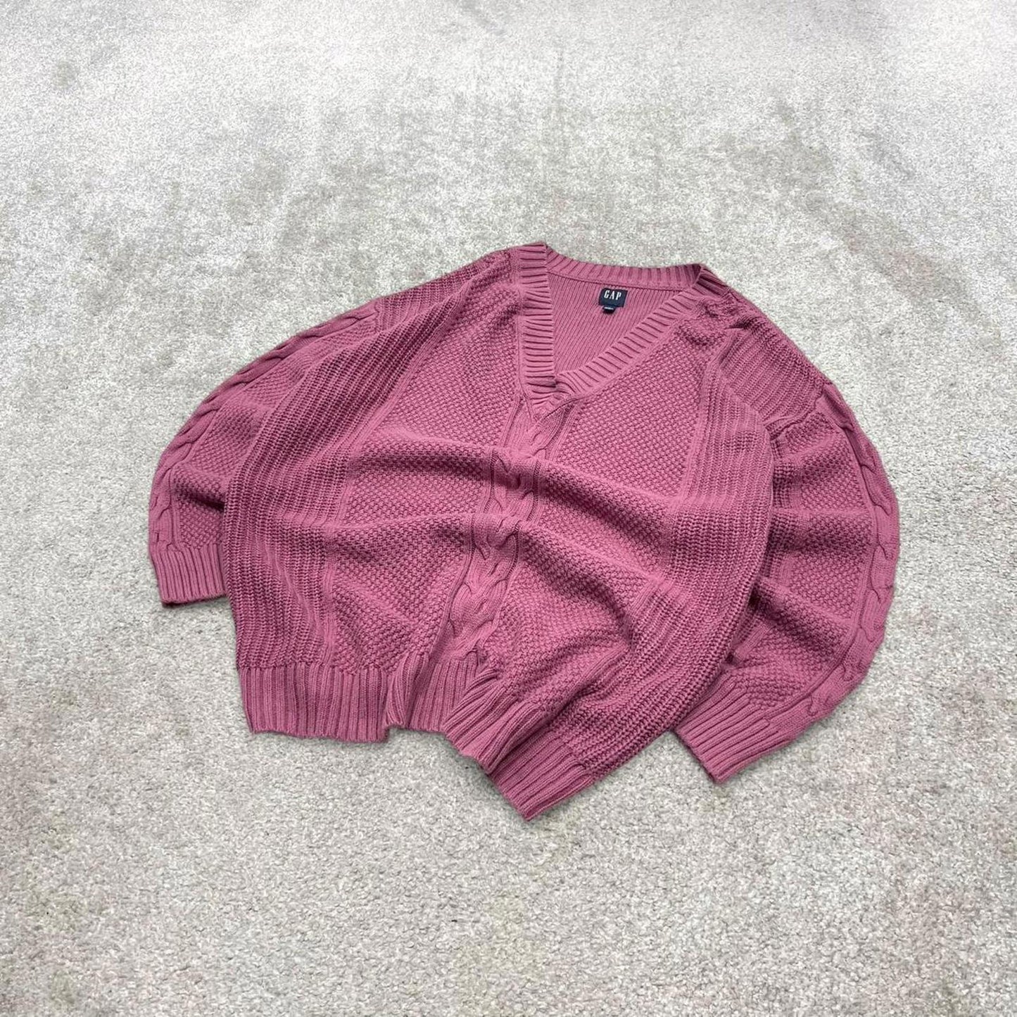 00s CHAPS knit sweater jumper embroidered S women's pink knitted pull over y2k 90s style