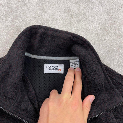 Burgundy Black Izod technical fleece M y2k style 1/4 zip autumn outdoors adjustable waist