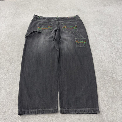 Extra baggy carpenter jeans y2k W48L34 black Brooklyn Xpress wide leg skater style cargos