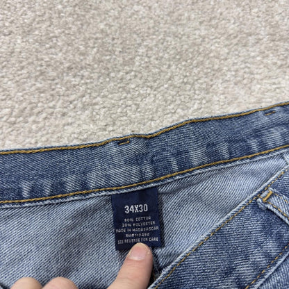 Y2K baggy carpenter jeans W34L30 blue denim Full blue loose straight leg utility workwear