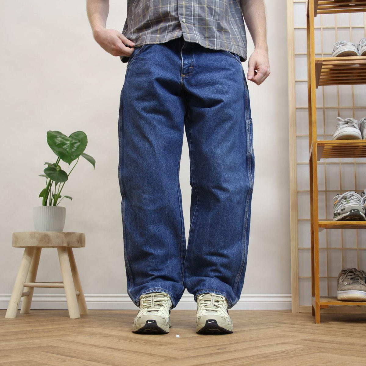 Vintage Wrangler carpenter jeans y2k Loose fit FR denim utility workwear skate trousers