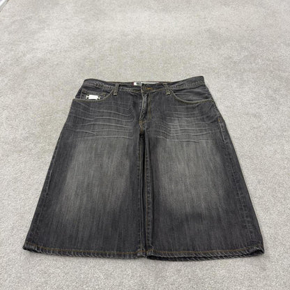 Baggy long denim shorts y2k black Artful Dodger skater style brand surf jorts