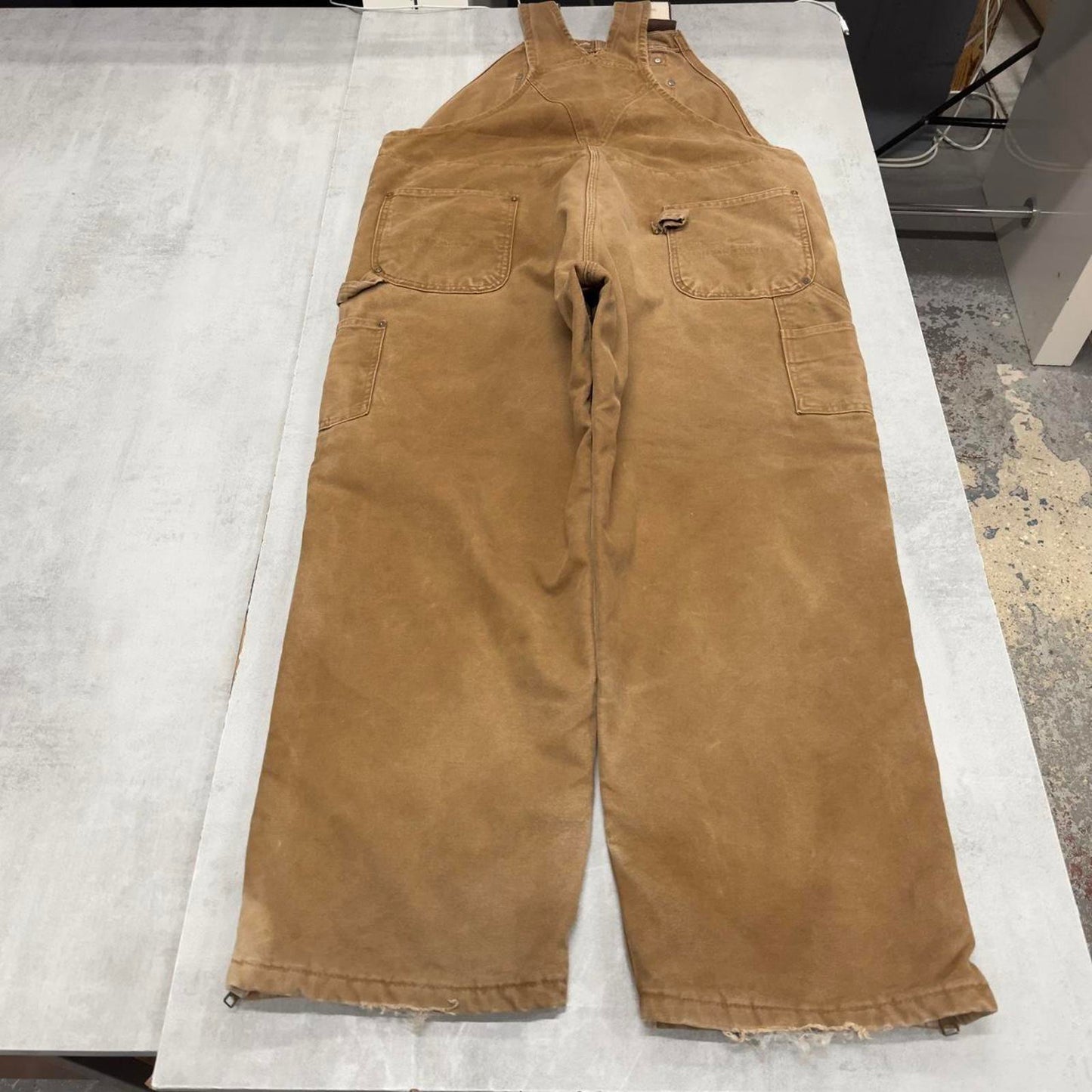 Vintage Carhartt dungarees W44L40 mens canvas overalls tan utility worker