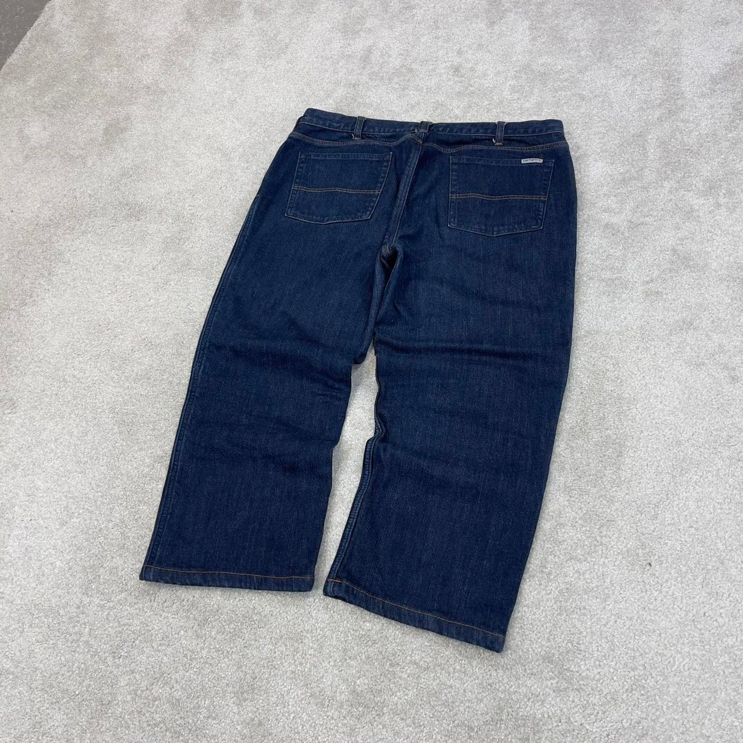 Blue Carhartt capri jeans size 16 W36L23 women's y2k 90s style flannel lined