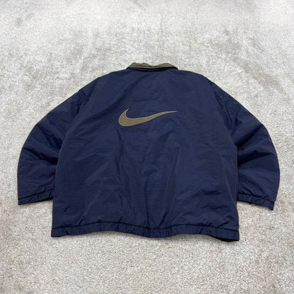 Reversible Nike technical jacket XXL men's y2k 00s style padded tech coat embroidered Swoosh