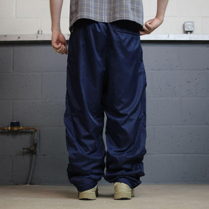 Y2K baggy Adidas tracksuit bottoms navy L y2k embroidered logo lined track pants
