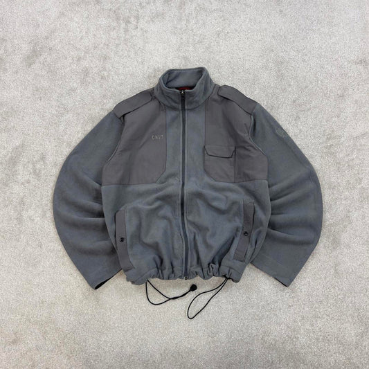 Grey Columbia technical zip up fleece Large y2k style autumn adjustable waist convert