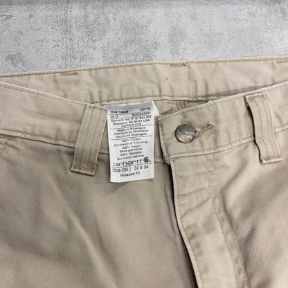 Mens Carhartt carpenter pants W32 L34 beige relaxed skater style cargos
