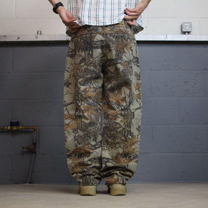 Vintage Duxbak Realtree camo jeans W36L31 khaki 5 pocket loose leg camouflage hunting style pants