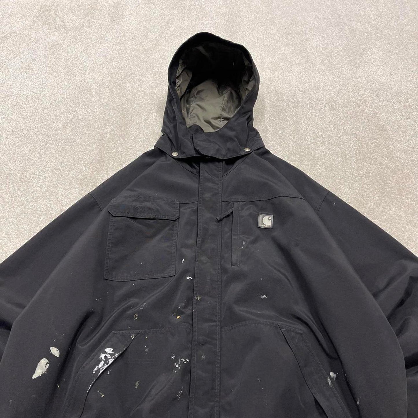 00s Carhartt hooded waterproof jacket XXL black windbreaker technical outdoors coat workwear