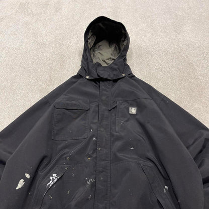 00s Carhartt hooded waterproof jacket XXL black windbreaker technical outdoors coat workwear