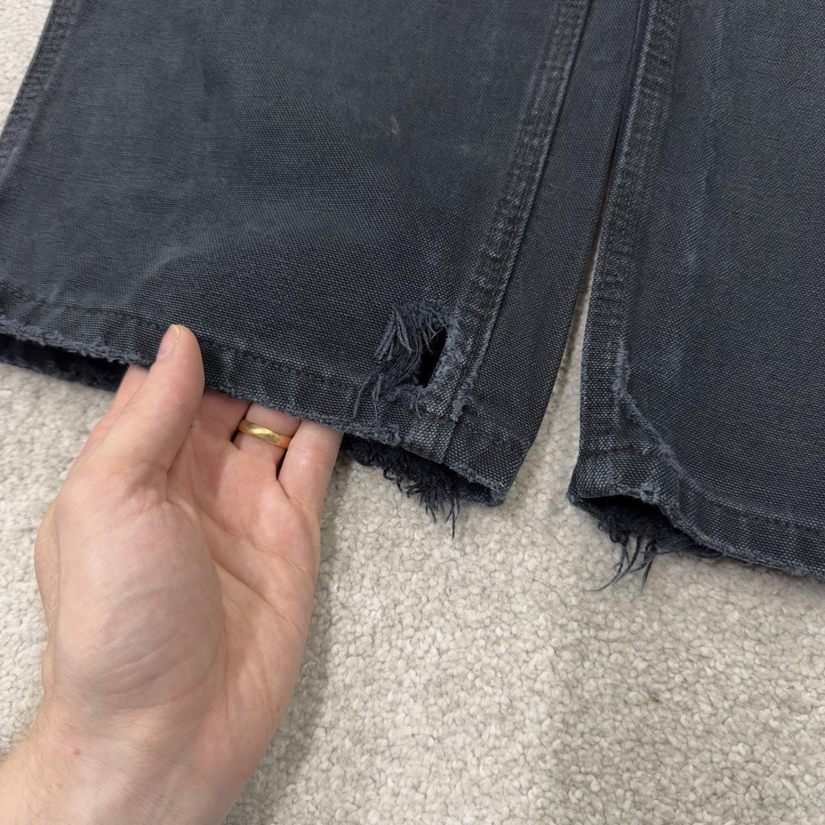 Black vintage Carhartt double knee carpenter jeans y2k Loose leg canvas skater style workwear