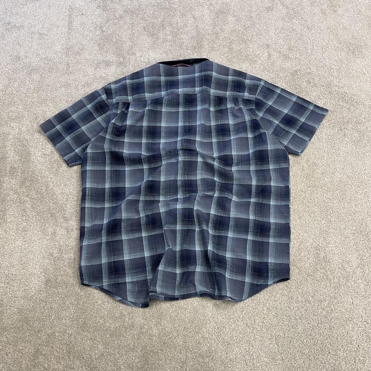 Columbia checkered surf shirt short sleeve navy Y2K festival style button down summer shirt