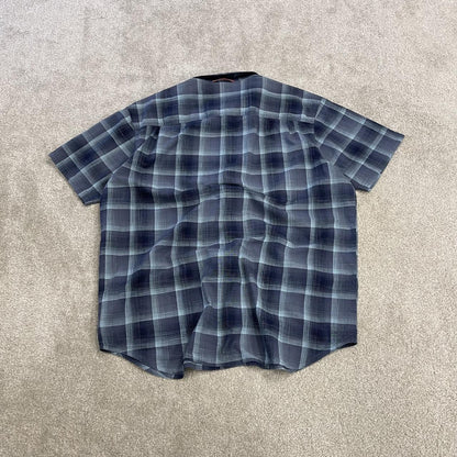 Columbia checkered surf shirt short sleeve navy Y2K festival style button down summer shirt