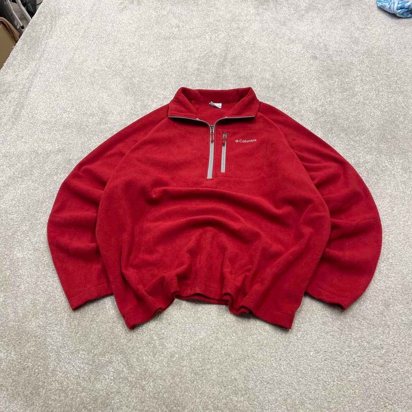 00s Columbia technical fleece XXL men's red 1/4 zip up y2k style autumn pull over casual