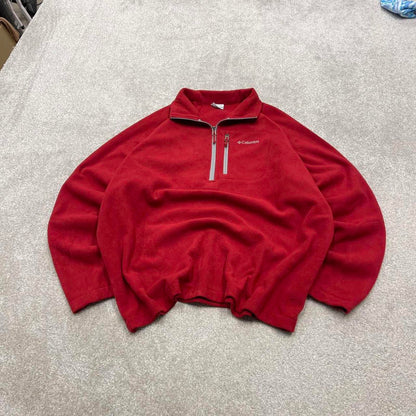 00s Columbia technical fleece XXL men's red 1/4 zip up y2k style autumn pull over casual