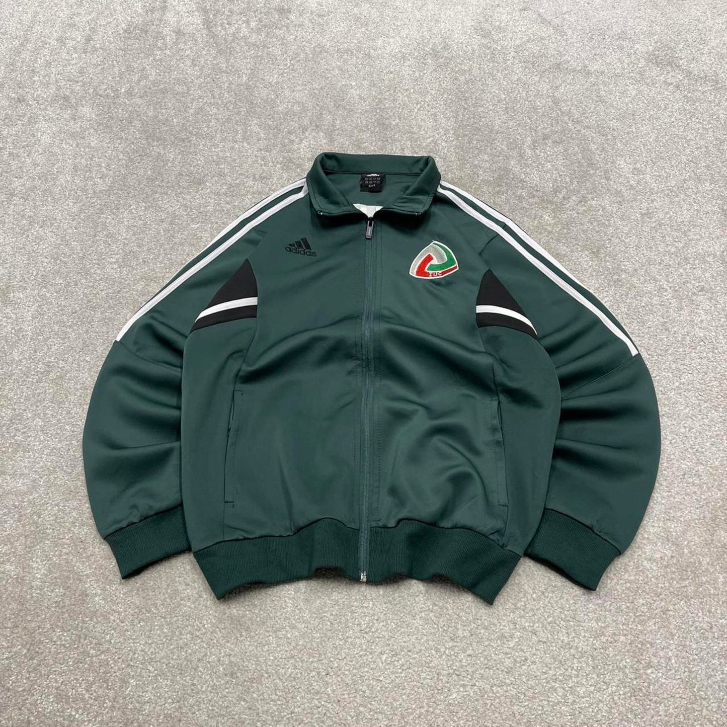Y2k 00s Adidas track jacket M men's athletic style green full zip track suit top technical sporty