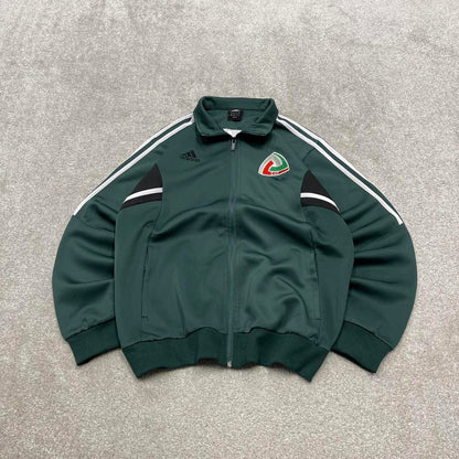 Y2k 00s Adidas track jacket M men's athletic style green full zip track suit top technical sporty