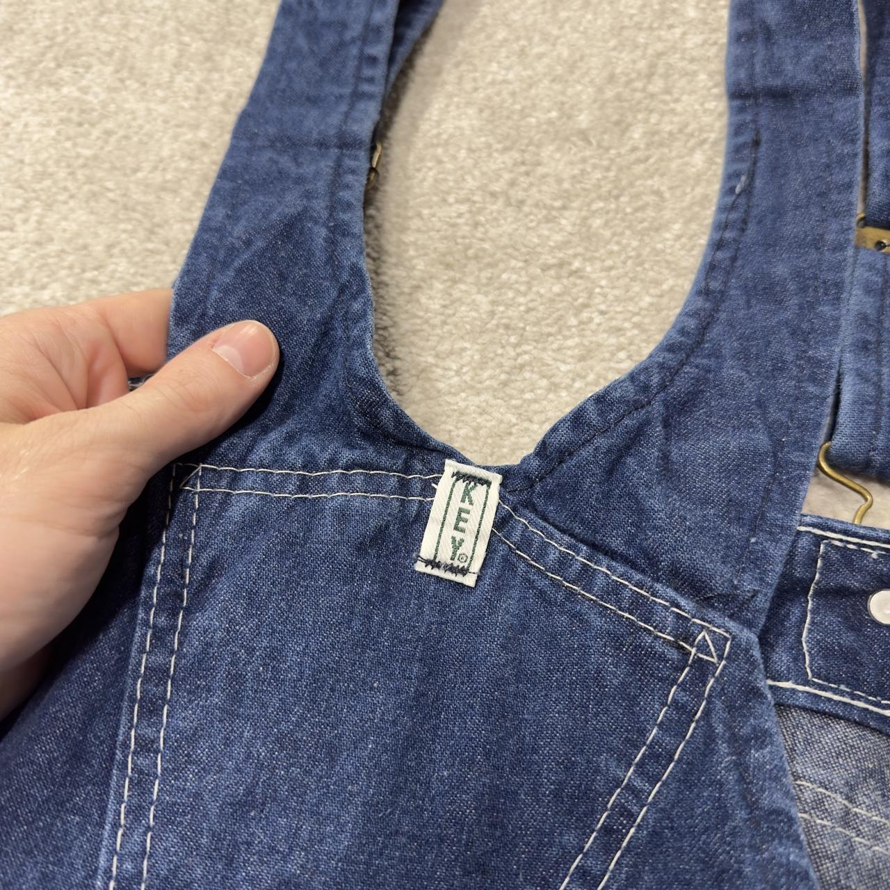 Vintage baggy denim Dungarees loose y2k blue Key workwear bib & brace overalls utility