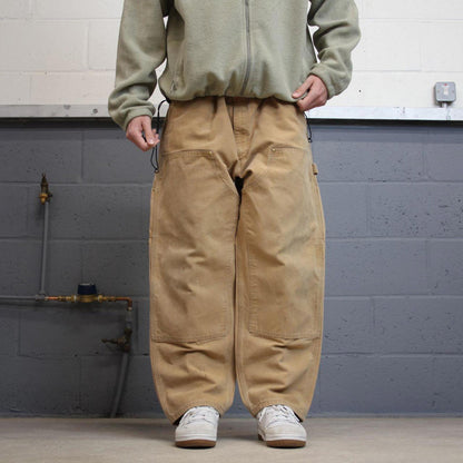 Y2k baggy fit Carhartt double knee work pants brown Loose wide-leg canvas skate trousers