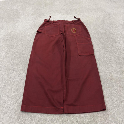 Extra baggy carpenter jeans wide leg y2k W36L29 red Loose fit skater style work cargos