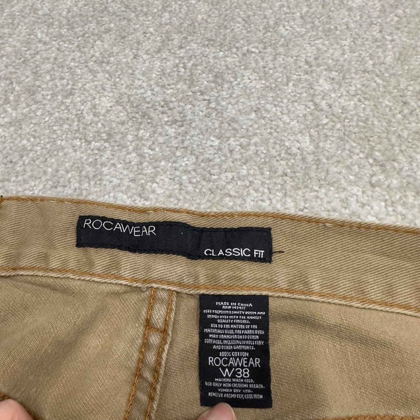 90s y2k Rocawear jeans W38L33 loose khaki denim embroidered skate style hip hop pants