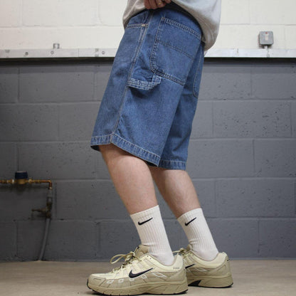 Denim carpenter shorts cargo loose blue Faded Glory skater style surf jorts