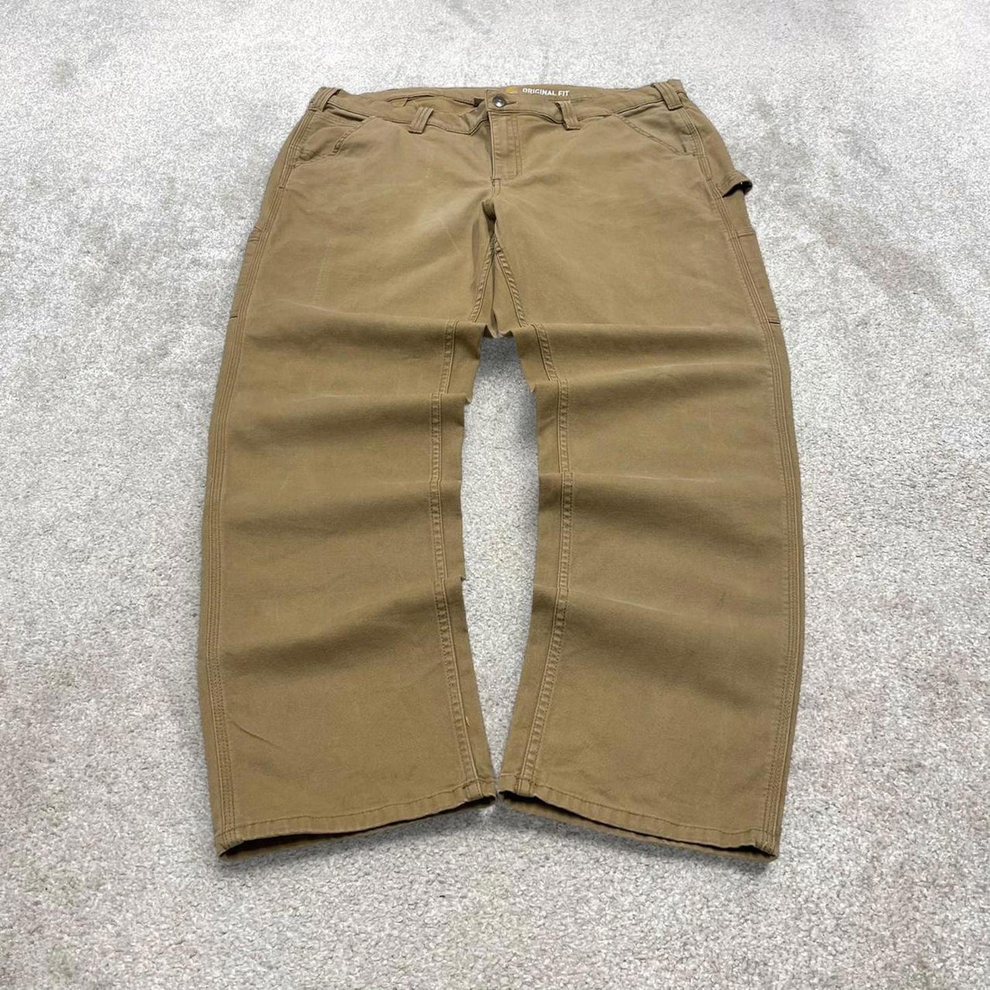 Carhartt carpenter jeans size 18 tan loose original fit canvasy 90s skater style work cargos