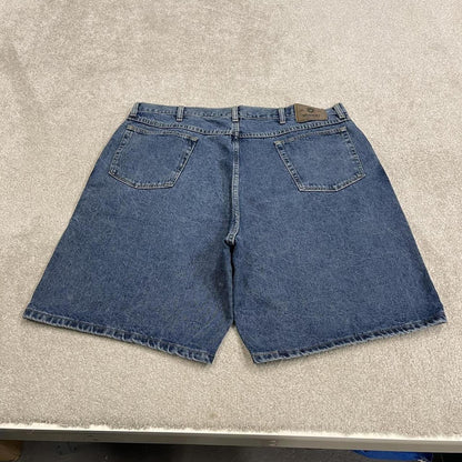 Baggy Wrangler denim jean shorts blue Loose wide leg skater style jorts