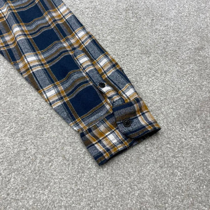 Checkered plaid flannel shirt autumnal XL navy Lucky Brand men's long sleeve button up y2k style