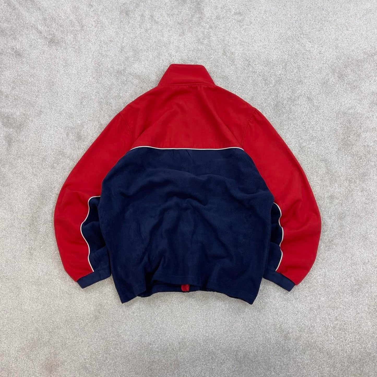 Y2K Red and Navy NFL technical full zip fleece M y2k style autumn new england patriots embroidery