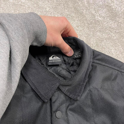 00s Quiksilver technical over shirt jacket M men's black y2k style quilted shacket
